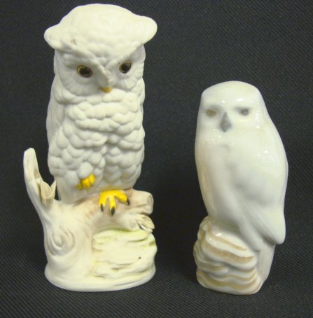 2 SMALL PORCELAIN OWLS, ROYAL COPENHAGEN & CYBIS;