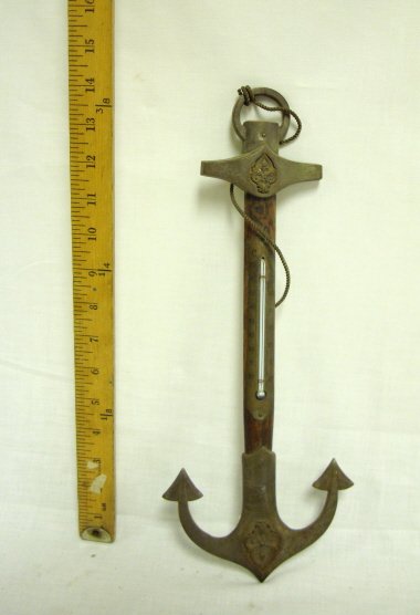 WOOD & METAL ANCHOR THERMOMETER; 14 3/4 IN