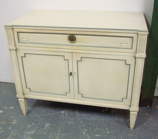 DREXEL PAINT DECORATED 1 DRW, 2 DR CHEST; 36 IN W