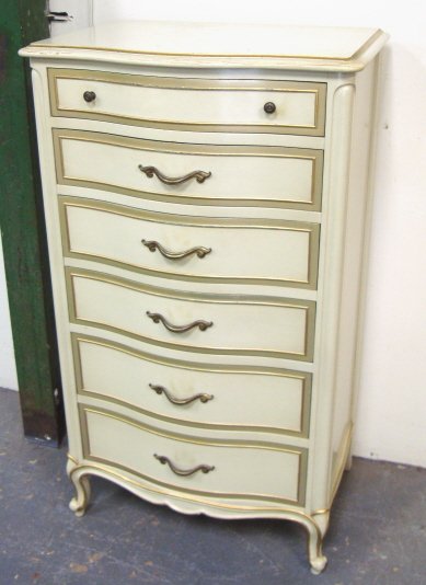 DREXEL PAINT DECORATED 6 DRW LINGERIE CHEST; 42 I