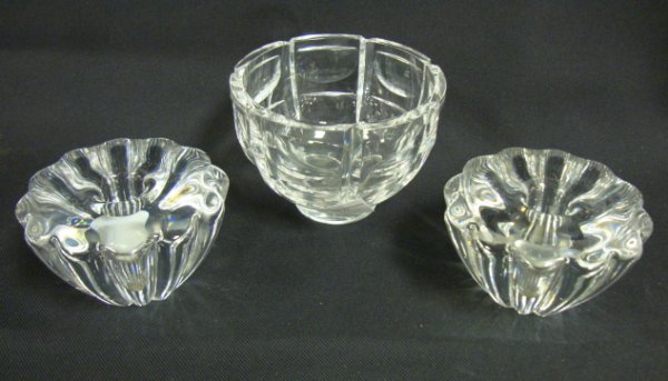 ORREFORS CRYSTAL LOT; CUT BOWL (4 3/4 IN DIA, 3 1