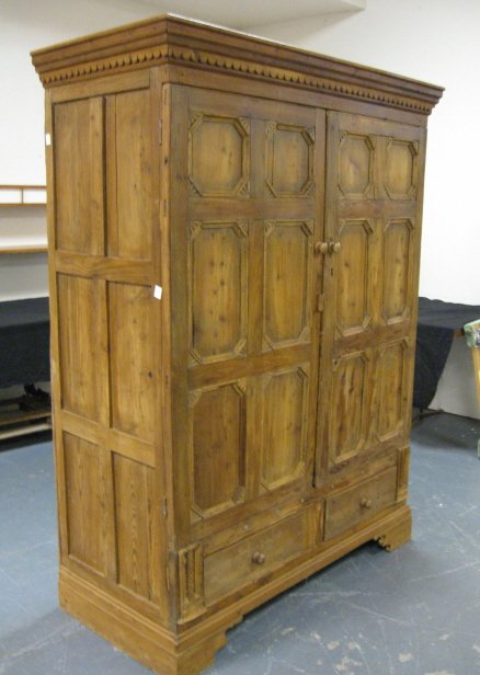 LARGE 2 DR, 2 DRW COUNTRY CUPBOARD; 74 IN H, 55 I - 2