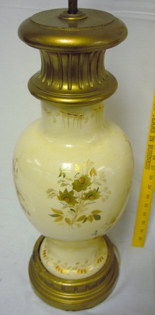PR OF HAND PAINTED WOODEN TABLE LAMPS; EXOTIC BIR - 3