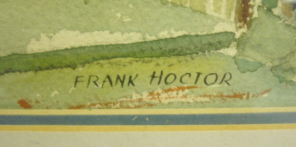 WATERCOLOR OF A SMALL TOWN STREET BY FRANK HOCTOR - 2