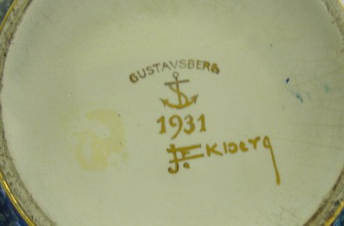1931 GUSTAVSBERG 3 PC CONSOLE SET; IRIDESCENT W/G - 3