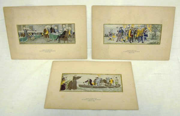 3 COLUMBIAN EXPOSITION WOVEN SILKS; *COLUMBUS LEA