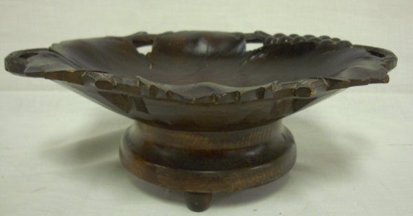 CARVED WOODEN CARD TRAY W/THORENS MUSIC BOX; 10 1 - 2