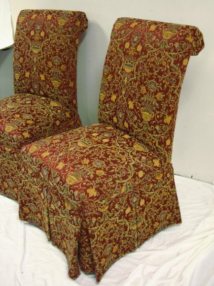 PR OF UPHOLSTERED CHAIRS; 42 IN H, 21 IN W, APPRO - 2
