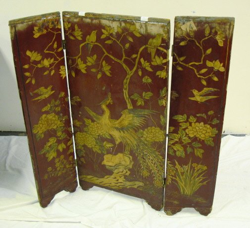 CARVED WOODEN 3 PART FOLDING SCREEN, IN THE ROUGH - 3