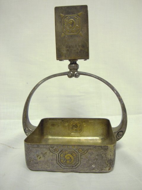 WMF ARTS & CRAFTS MATCH HOLDER/ASHTRAY; 7 IN H, 5