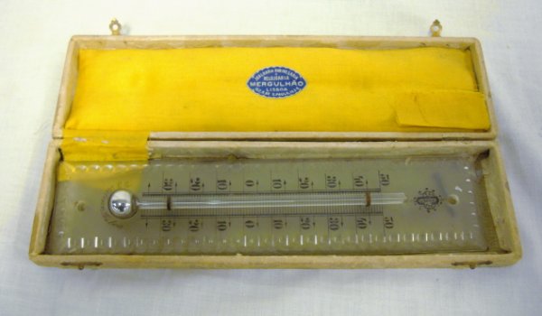 PORTUGUESE CUT CRYSTAL THERMOMETER IN ORIGINAL BO