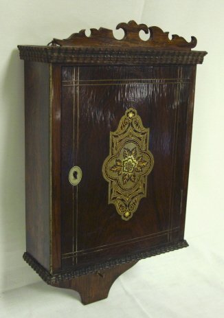 INLAID ROSEWOOD HANGING KEY BOX; HAS BRASS, SILVE - 2