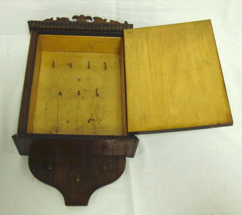 INLAID ROSEWOOD HANGING KEY BOX; HAS BRASS, SILVE - 3