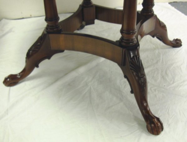 BALL & CLAW FOOT ROUND BANDED MAHOGANY DINING TAB - 3