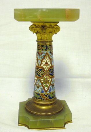 PR OF BRONZE CHAMPLEVE & ONYX MINI PEDESTALS, COR - 3
