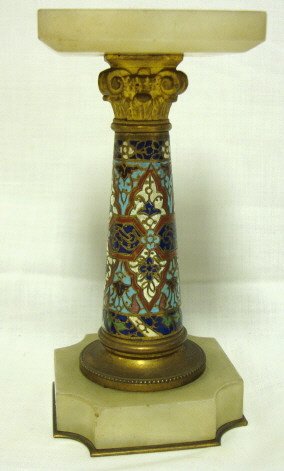 PR OF BRONZE CHAMPLEVE & ONYX MINI PEDESTALS, COR - 4