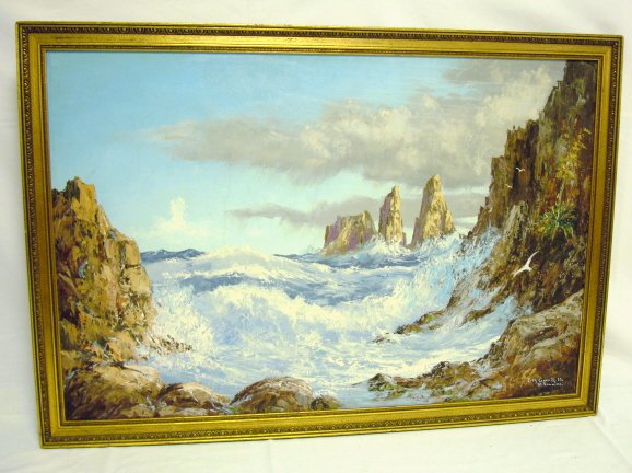 OIL ON CANVAS VIRGIN ISLANDS SEASCAPE BY ERIC GOR