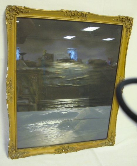 MOONLIT SEASCAPE WATERCOLOR BY WG STARKEY, 1904; 