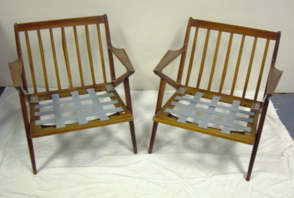 PR OF DANISH MODERN ARM CHAIRS IMPORTED BY SELIG; - 3