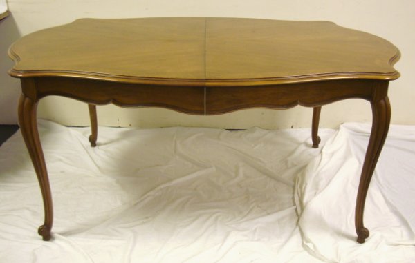 7 PC FRENCH STYLE DINING SET; BURL BANDED TABLE ( - 2
