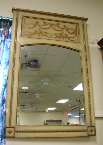 LARGE PAINT DECORATED HANGING MIRROR; 51 IN X 35
