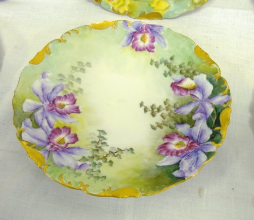 SET OF 6 T & V LIMOGES HAND PAINTED FLORAL PLATES - 2