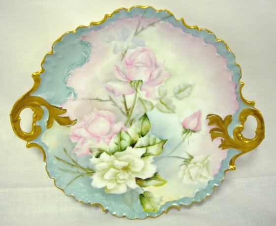 HAND PAINTED BAVARIAN CAKE PLATE, RC MONBJOU BAVA