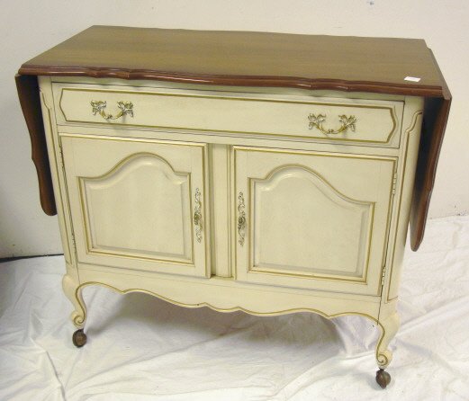 UNITED FURN CO. DROP LEAF ROLLING SERVER; BASE IS