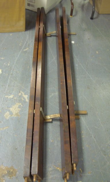 PR OF MAHOGANY TWIN SLEIGH BEDS W/RAILS; 42 1/2 I - 3