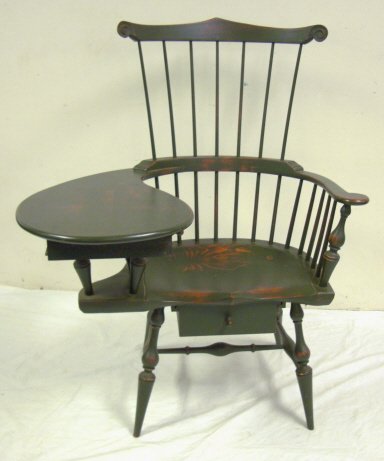 DR DIMES WINDSOR WRITING CHAIR W/DRW, PAINTED GRE