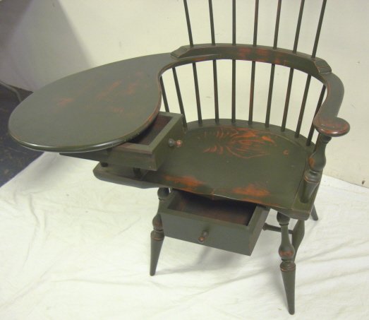 DR DIMES WINDSOR WRITING CHAIR W/DRW, PAINTED GRE - 2