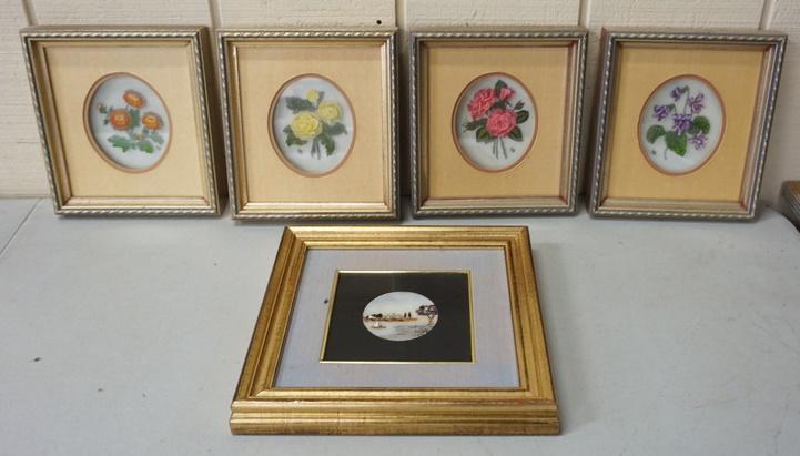LOT FRAMED FLOWERS & SCENIC PLAQUE (1 of 4)