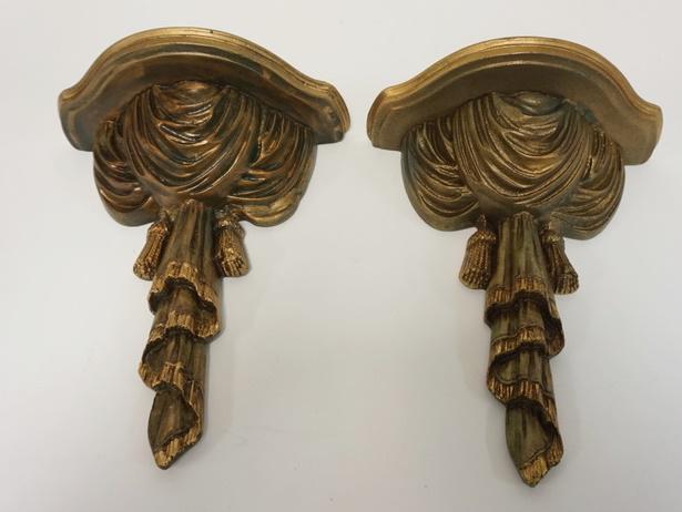 PAIR OF DECORATIVE DRAPE & TASSEL SHELVES (1 of 2)