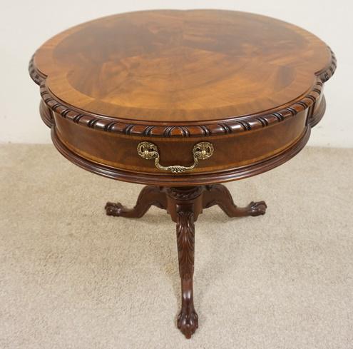 HENKEL HARRIS CARVED & BANDED MAHOGANY PEDESTAL TABLE (1 of 5)