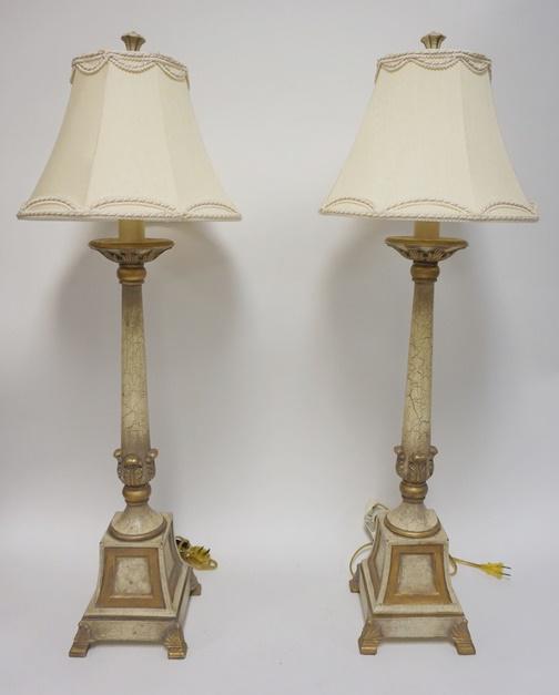PAIR OF PAINT DECORATED TABLE LAMPS (1 of 2)