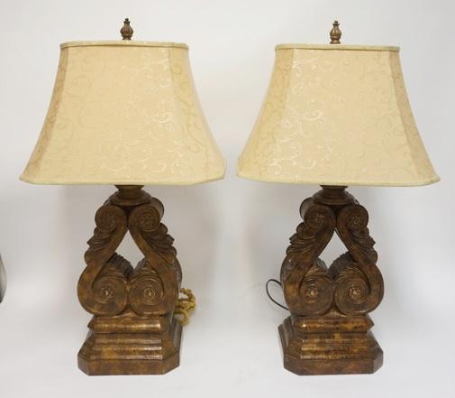 QUALITY TABLE LAMPS LYRE SCROLLED BASES (1 of 4)