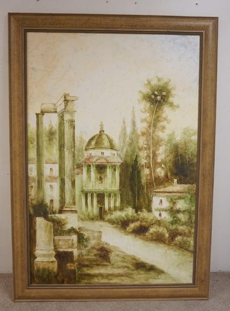 LARGE FRAMED ARTWORK OF ITALIAN ARCHITECTURE (1 of 1)