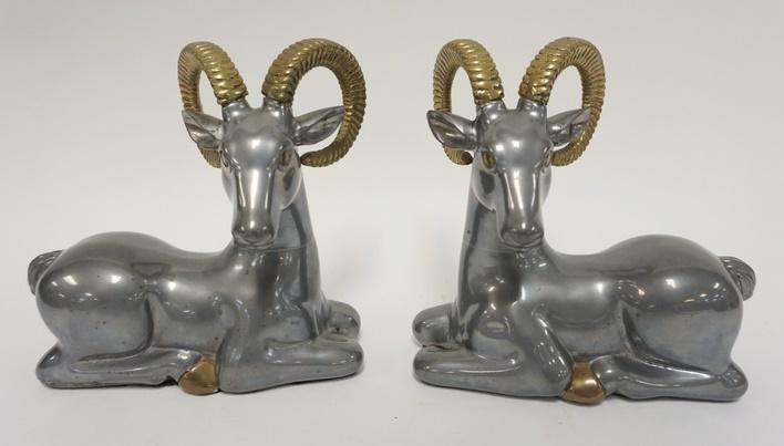 PAIR OF VINTAGE RAM BOOKENDS (1 of 3)