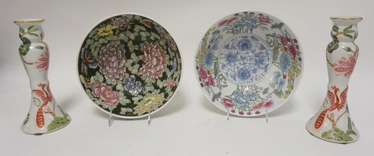 ANDREA CANDLESTICKS & 2 ASIAN BOWLS (1 of 2)