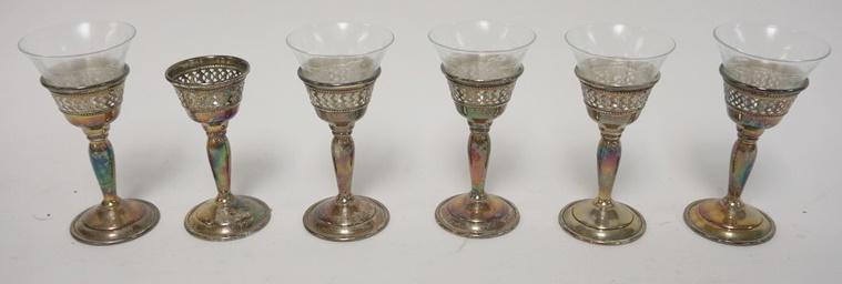 6 STERLING SILVER CORDIAL STEMS (1 of 1)