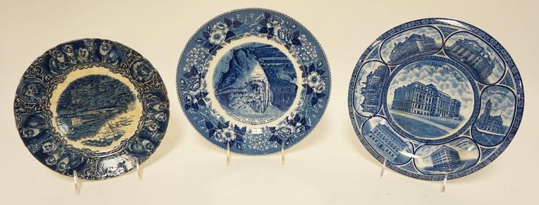 3 BLUE TRANSFER SOUVENIR PLATES (1 of 3)