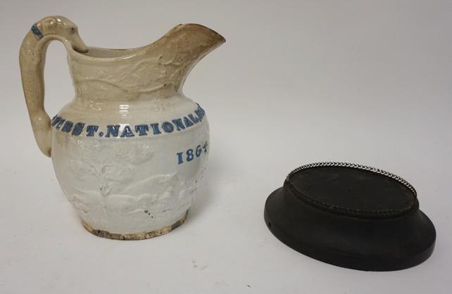 ANTIQUE HOUND HANDLE PITCHER FIRST NATIONAL BANK JERSEY (1 of 3)