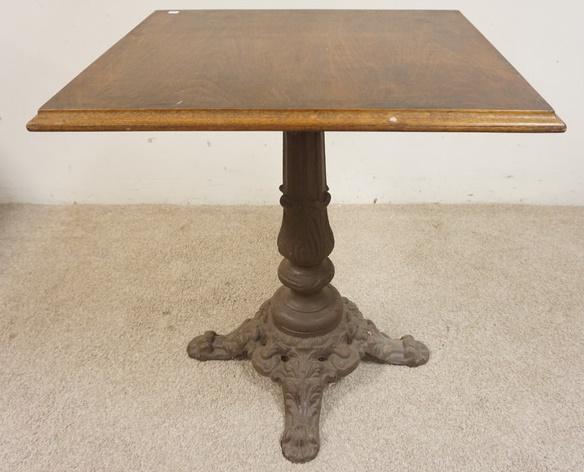 SQUARE BISTRO TABLE W/IRON BASE (1 of 2)