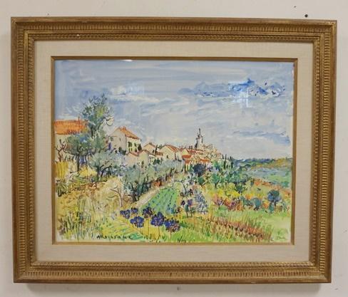 YOLANDE ARDISSONE UNTITLED LANDSCAPE PAINTING UNDER GLA (1 of 5)