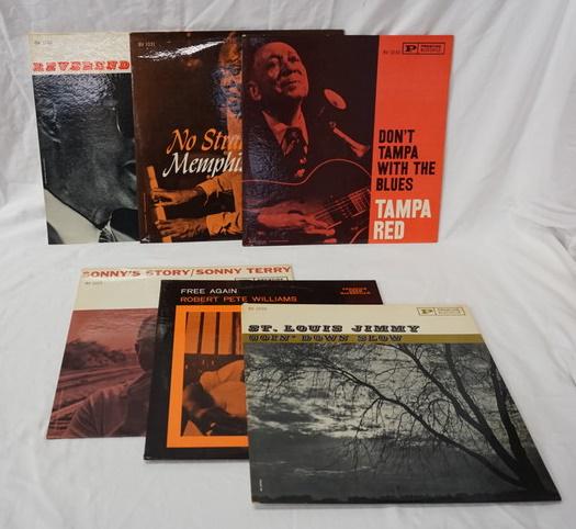 PRESTIGE BLUES ALBUMS, LOT OF 6: LOT OF SIX PRESTIGE BLUES ALBUMS; REVEREND GARY DAVIS A LITTLE MORE FAITH, NO STRAIN MEMPHIS SLIM, DON’T TAMPA WITH THE BLUE TAMPA RED, ST. LOUIS JIMMY GOIN' DOWN SLOW, FREE AGAIN ROBERT PETE WILLIA