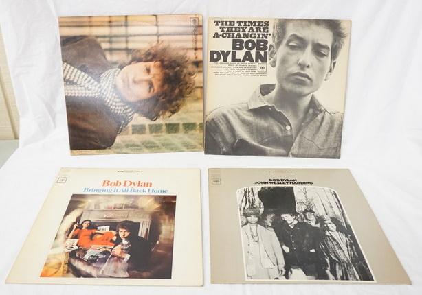 BOB DYLAN, LOT OF 4 STEREO ALBUMS: LOT OF FOUR BOB DYLAN STEREO ALBUMS ALL ARE ON COLUMBIA RECORD LABEL; BLONDE ON BLONDE (GATE FOLD, DOUBLE LP) THE TIMES THEY ARE A-CHANGIN', JOHN WESLEY HARDING & BRINGING IT ALL BACK HOME