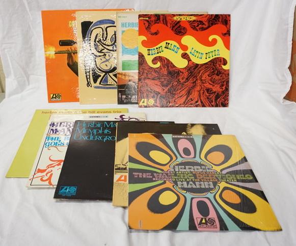 HERBIE MANN, LOT OF 9 ALBUMS: LOT OF NINE HERBIE MANN ALBUMS; OUR MANN FLUTE, HERBIE MANN RETURNS TO THE VILLAGE GATE, LATIN FEVER, LIVE AT NEWPORT, THE WAILING DERVISHES, MY KINDA GROOVE, MEMPHIS UNDERGROUND, THE BEAT GOES ON & N