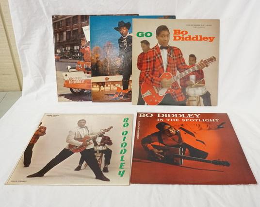 BO DIDDLEY LOT OF 5 CHESS/CHECKER BLACK LABEL ALBUMS: LOT OF FIVE BO DIDDLEY CHESS/CHECKER BLACK LABEL ALBUMS; GUNSLINGER, HAVE GUITAR WILL TRAVEL, GO, IN THE SPOTLIGHT & SELF TITLED