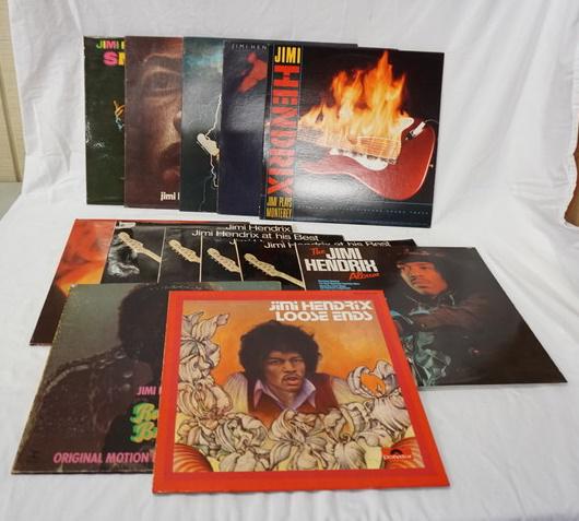 JIMI HENDRIX & JIMI HENDRIX EXPERIENCE, LOT OF 13: LOT OF 13 JIMI HENDRIX/THE JIMI HENDRIX EXPERIENCE ABLUMS; RAINBOW BRIDGE ORIGINAL MOTION SOUNDTRACK (GATEFOLD), ELECTRIC LADYLAND (GATEFOLD, DOUBLE LP), SMASH HIT, WAR HEROES, MIDNIGHT LIGHTINING, JI
