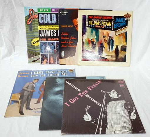 JAMES BROWN, LOT OF 7 ALBUMS: LOT OF SEVEN JAMES BROWN ALBUMS; LIVE AT THE GARDEN, THINKING ABOUT LITTLE WILLIE JOHN & A FEW NICE THINGS, COLD SWEAT, THE APOLLO THEATRE PRESENTS THE JAMES BROWN SHOW IN PERSON, I GOT THE FEELIN', N